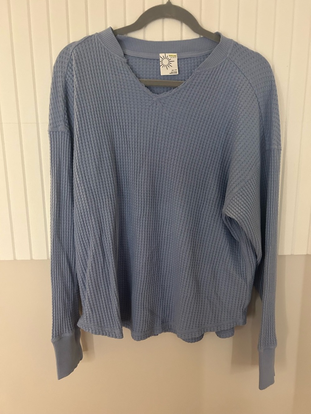 Aerie Wow! Waffles Notch Neck long sleeve T-shirt